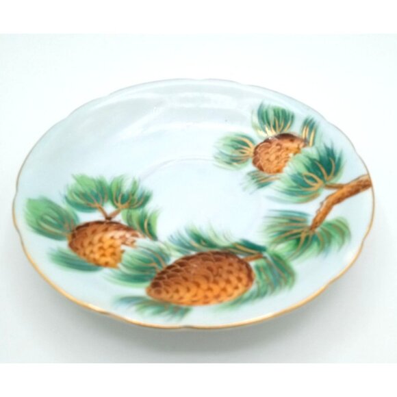 Norcrest Pine Cone Needles Hand painted Saucer Vintage 6 Inch Replacement 3/566 - Picture 11 of 12